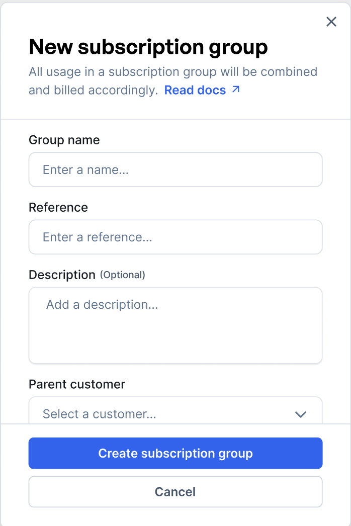 Create a new subscription group 