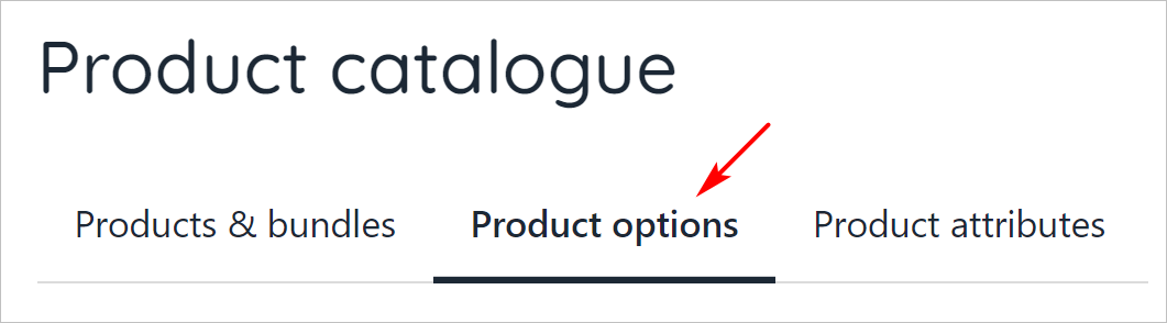 Product options menu tab