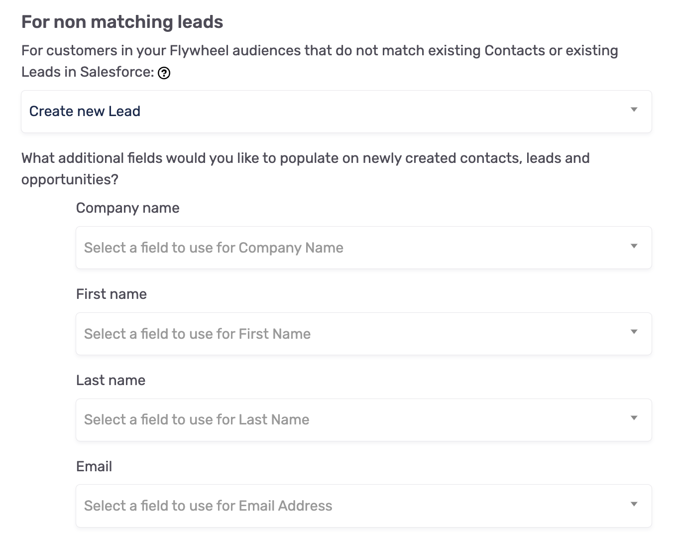salesforce non matching leads only