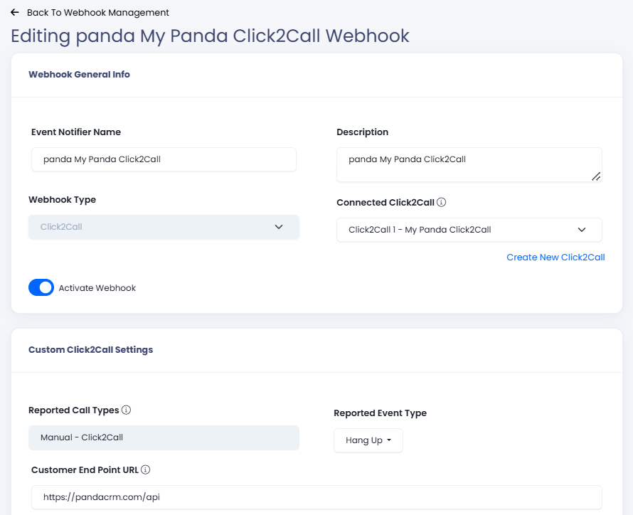 Screenshot with Editing Webhook page