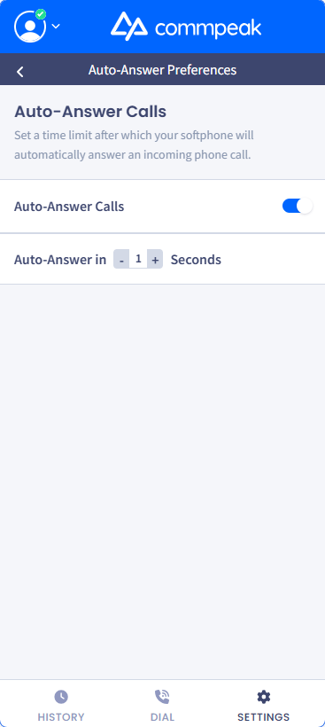 Screenshot of the Auto-Answer Calls toggle