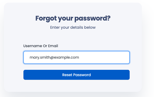 Screenshot of Forgot Your Password? page