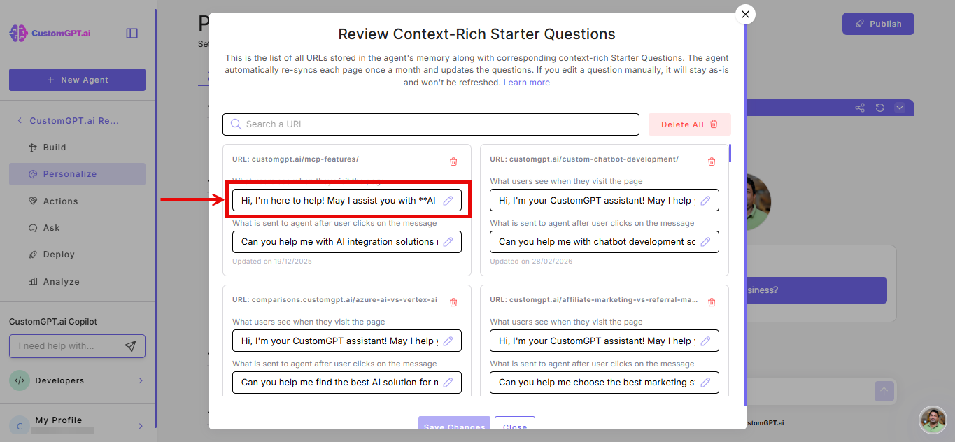 starter question field