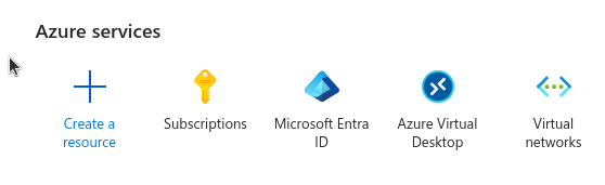 Azure services's "Create a Resource" button