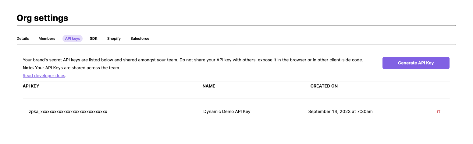 Generate a Co:Create API key in your Org settings.