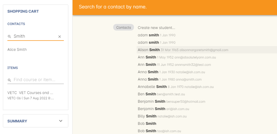 Figure 76. Adding another contact to the enrolment process