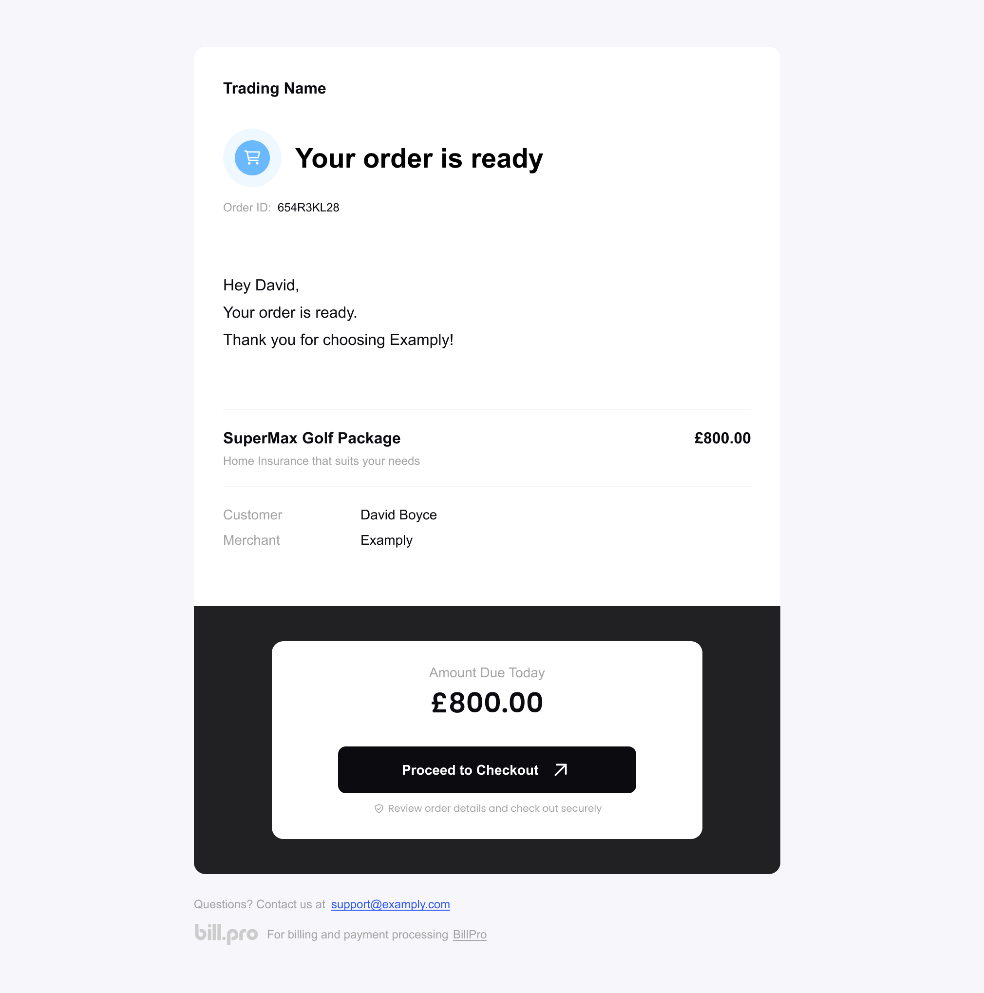 The order is ready email