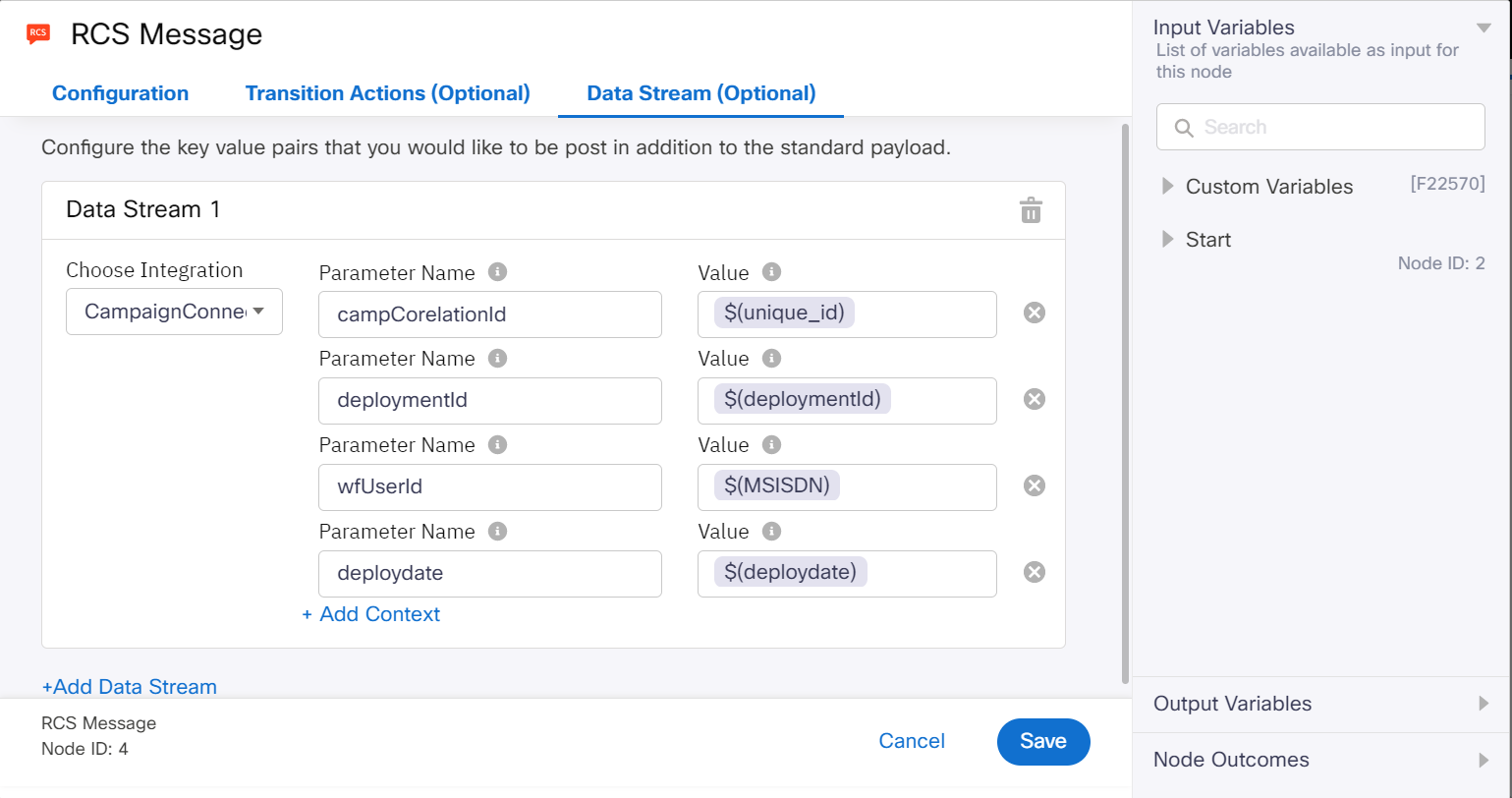 Step 1: Creating an RCS flow in Webex Connect