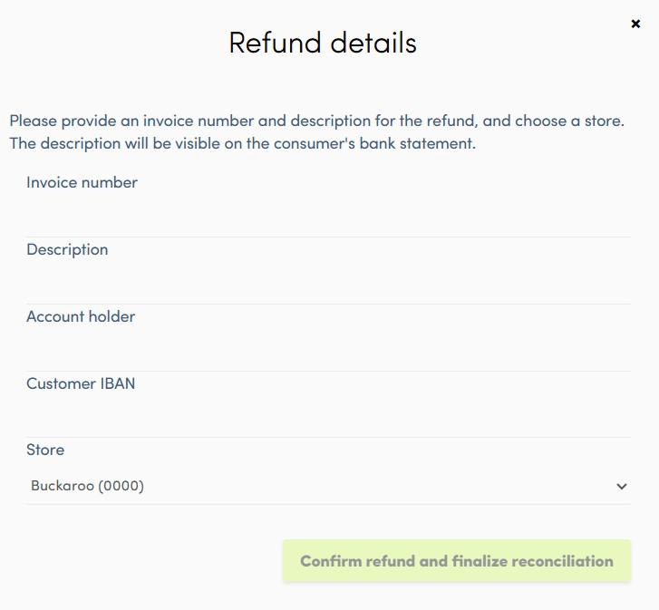 Refund details popup