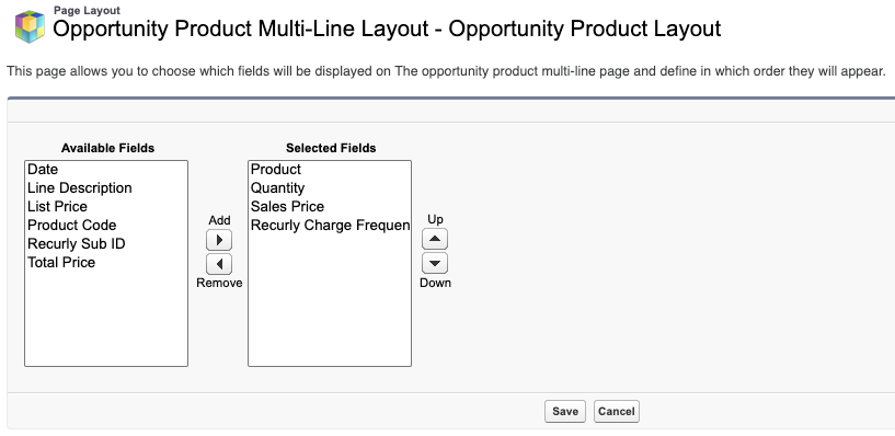 Opportunity Product Multi-Line Layout Setup