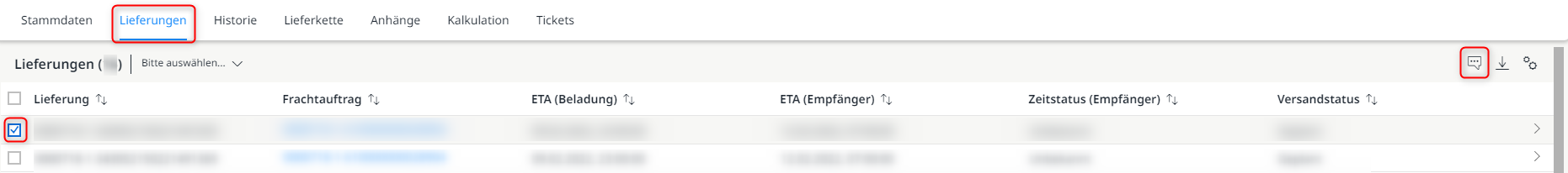 Ein Ticket zu einer vorhandenen Lieferung hinzufügen