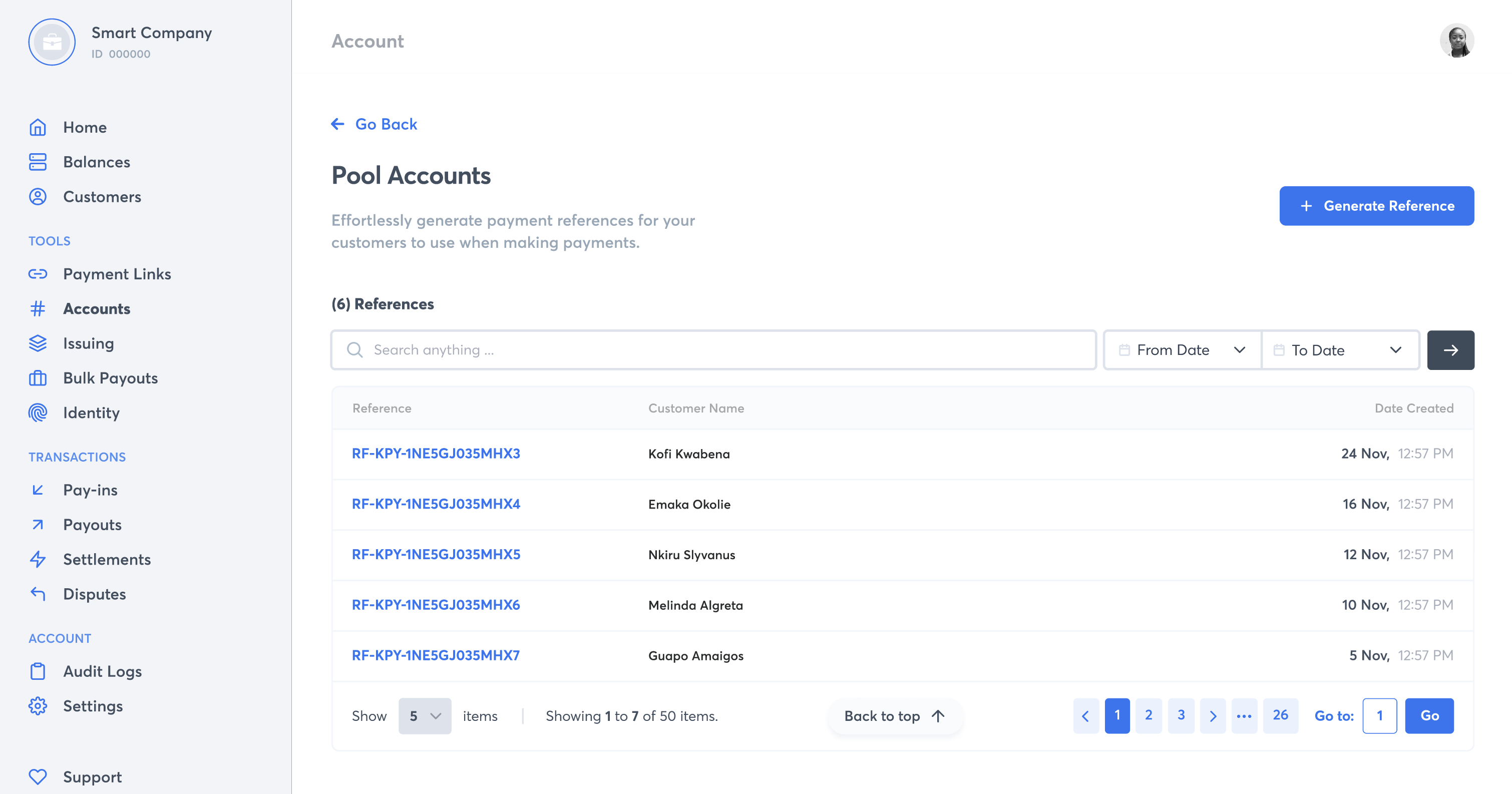 Pool Accounts