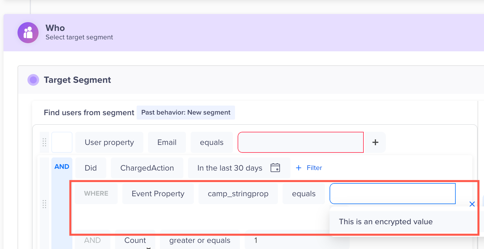 Filter using Encrypted Values in Campaigns