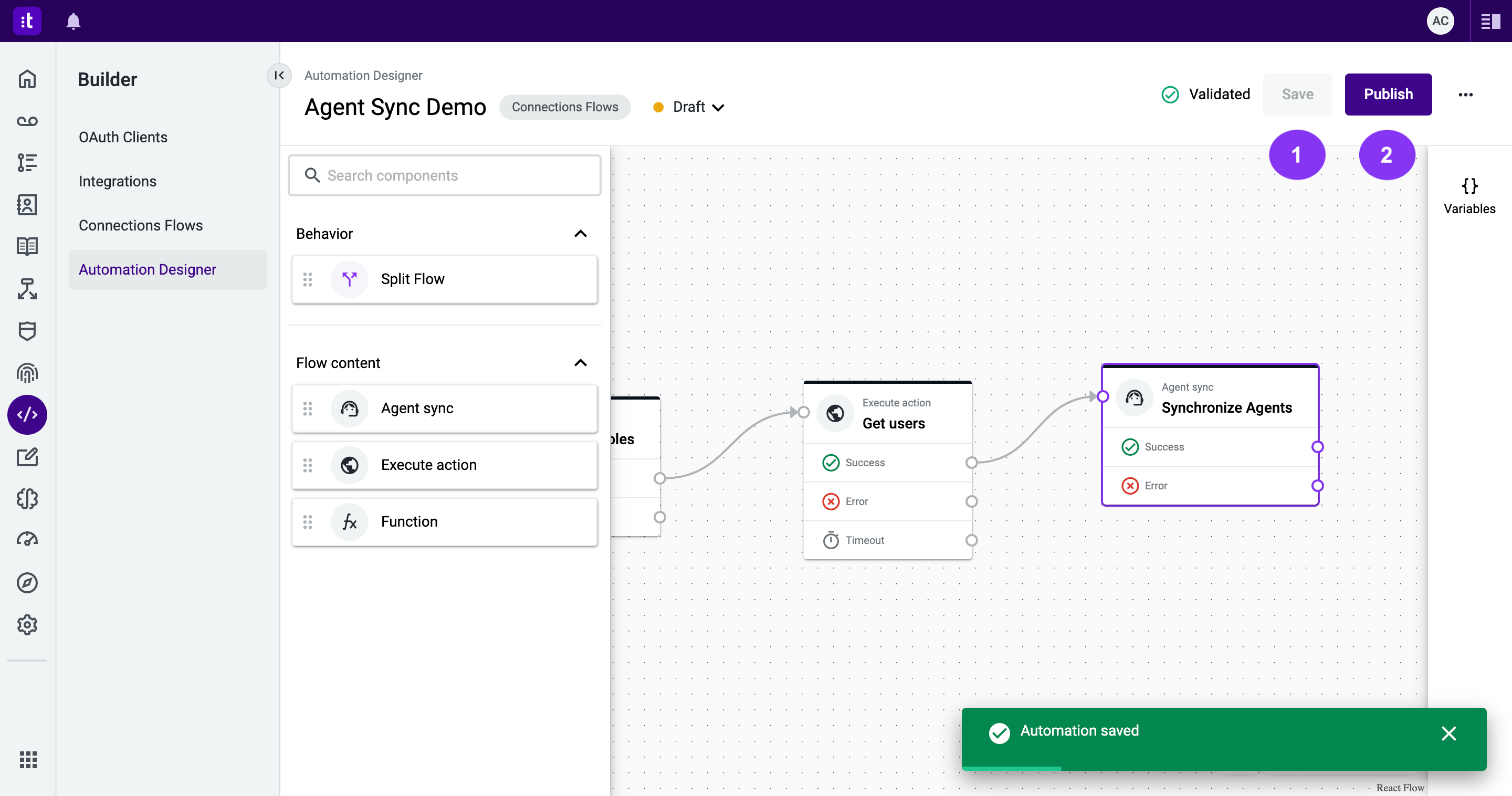 Figure 11 - Save and publish the automation