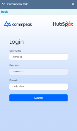 Screenshot with the Login to the Dialer or CloudPBX page