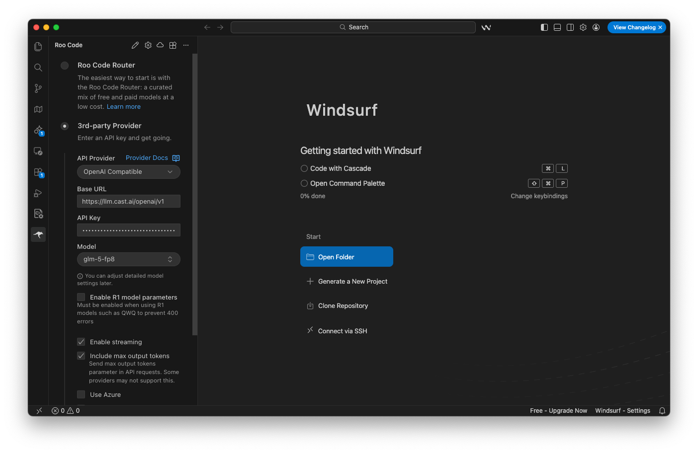 Roo Code LLM Provider Settings