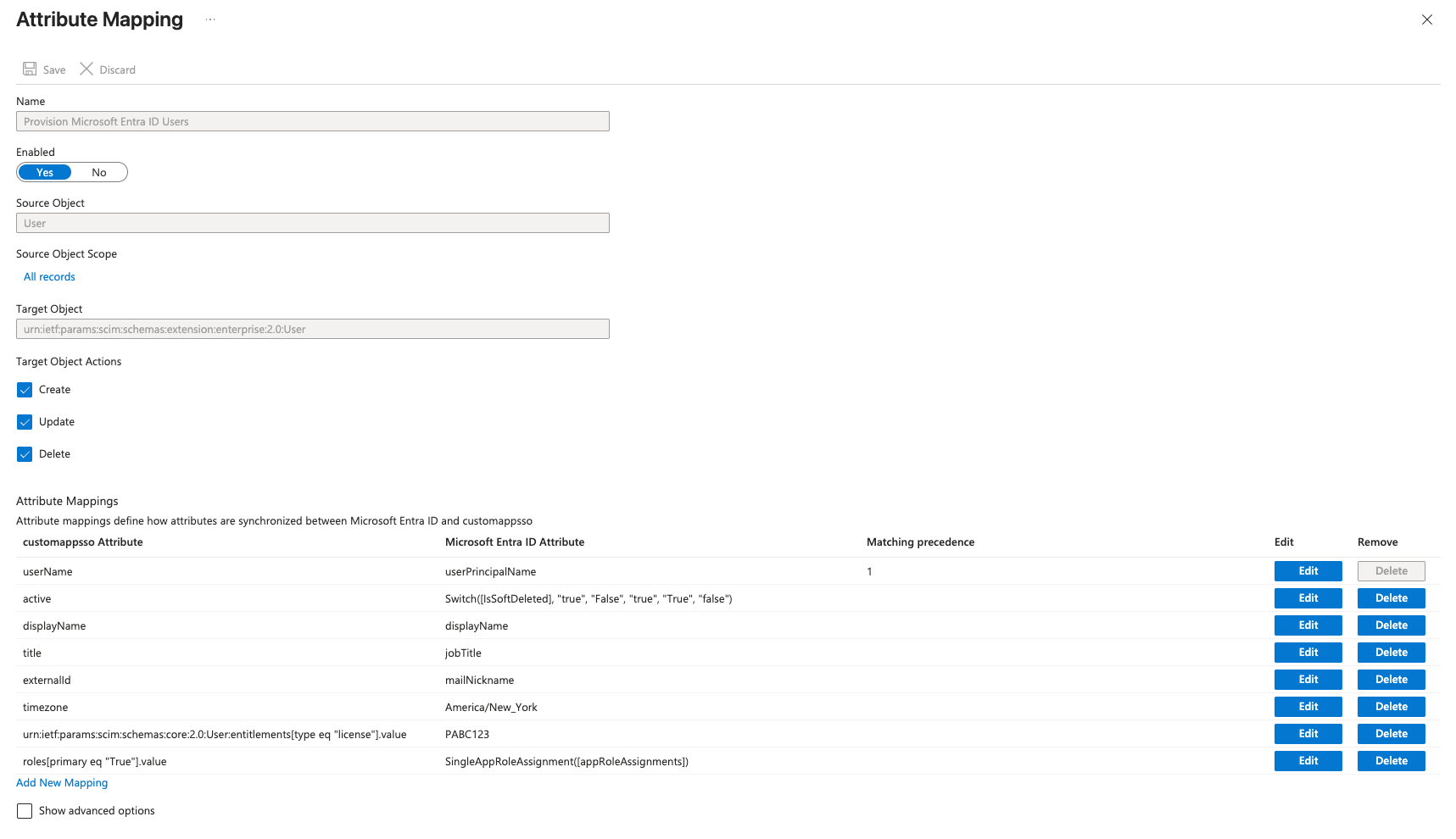 attribute mapping in Microsfot Entra
