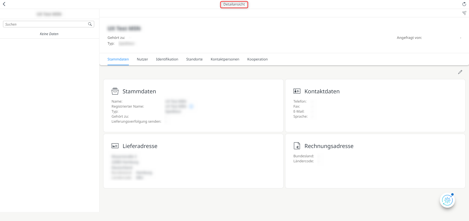 Geschäftspartner - Detailansicht