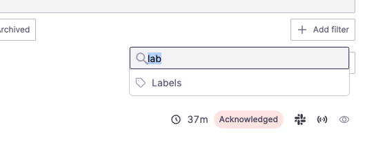 Labels filter in the Incidents page