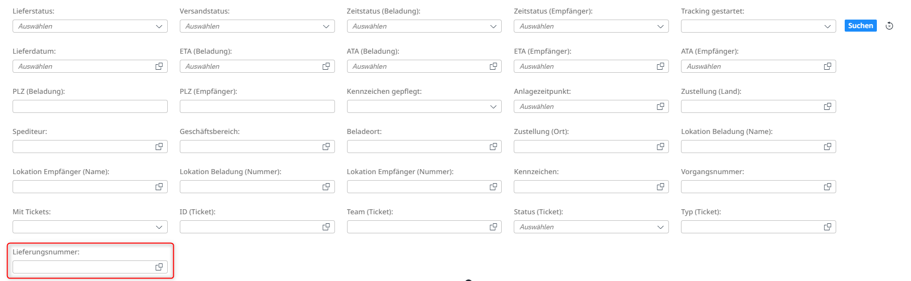 Neue Filtermöglichkeit nach der Lieferungsnummer