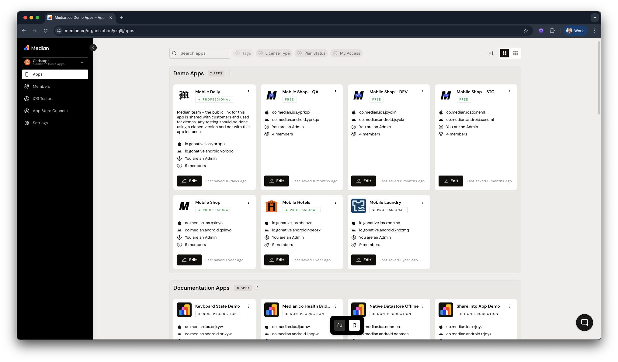 An account provides central access to all your apps