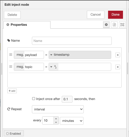 Screenshot 2021-04-12 at 23.16.10.png Adjust the inject node to run at a specified interval.