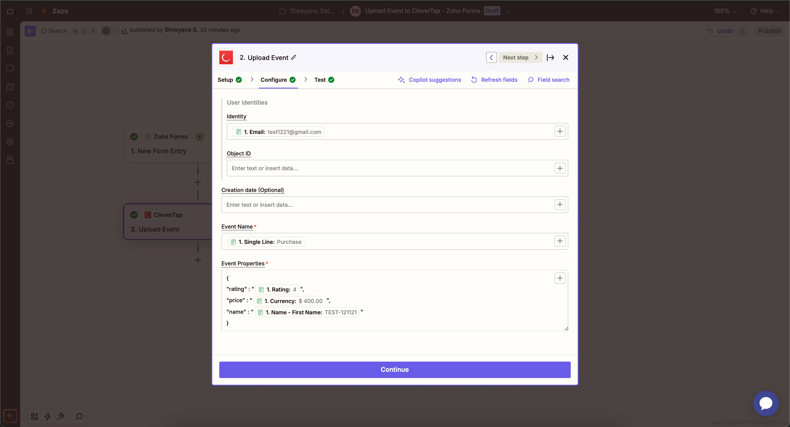 Configure the Action