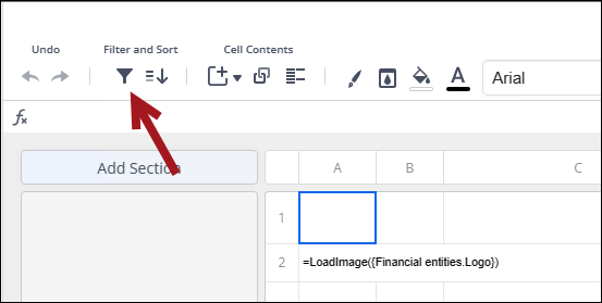 Clicking the Filter icon