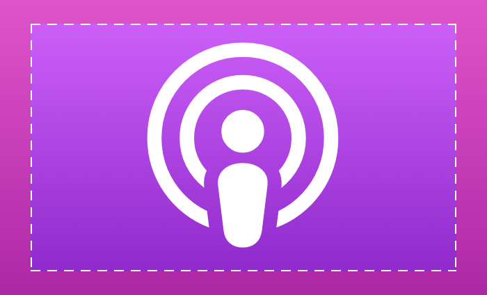 An example of the safe zone for the Podcasts icon on tvOS