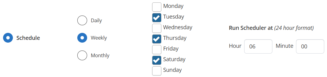 Weekly schedule options