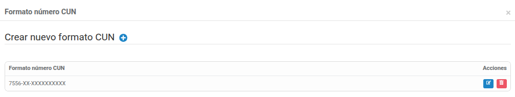 Crear nuevo formato CUN