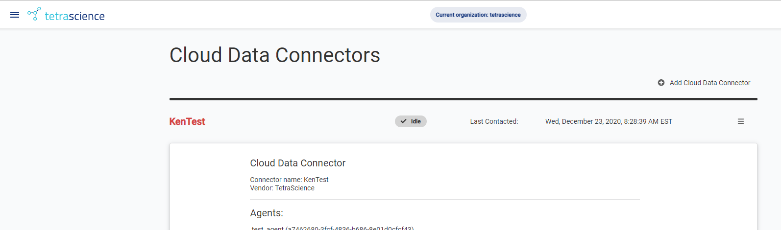 Cloud Data Connector Page