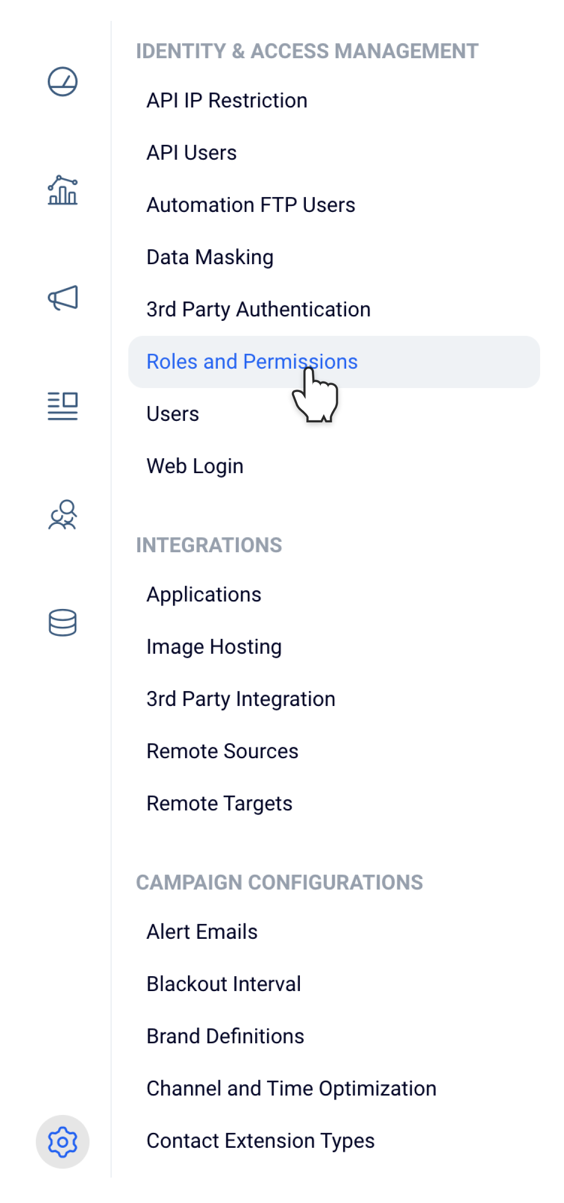 Settings > Identity & Access Management > Roles And Permissions
