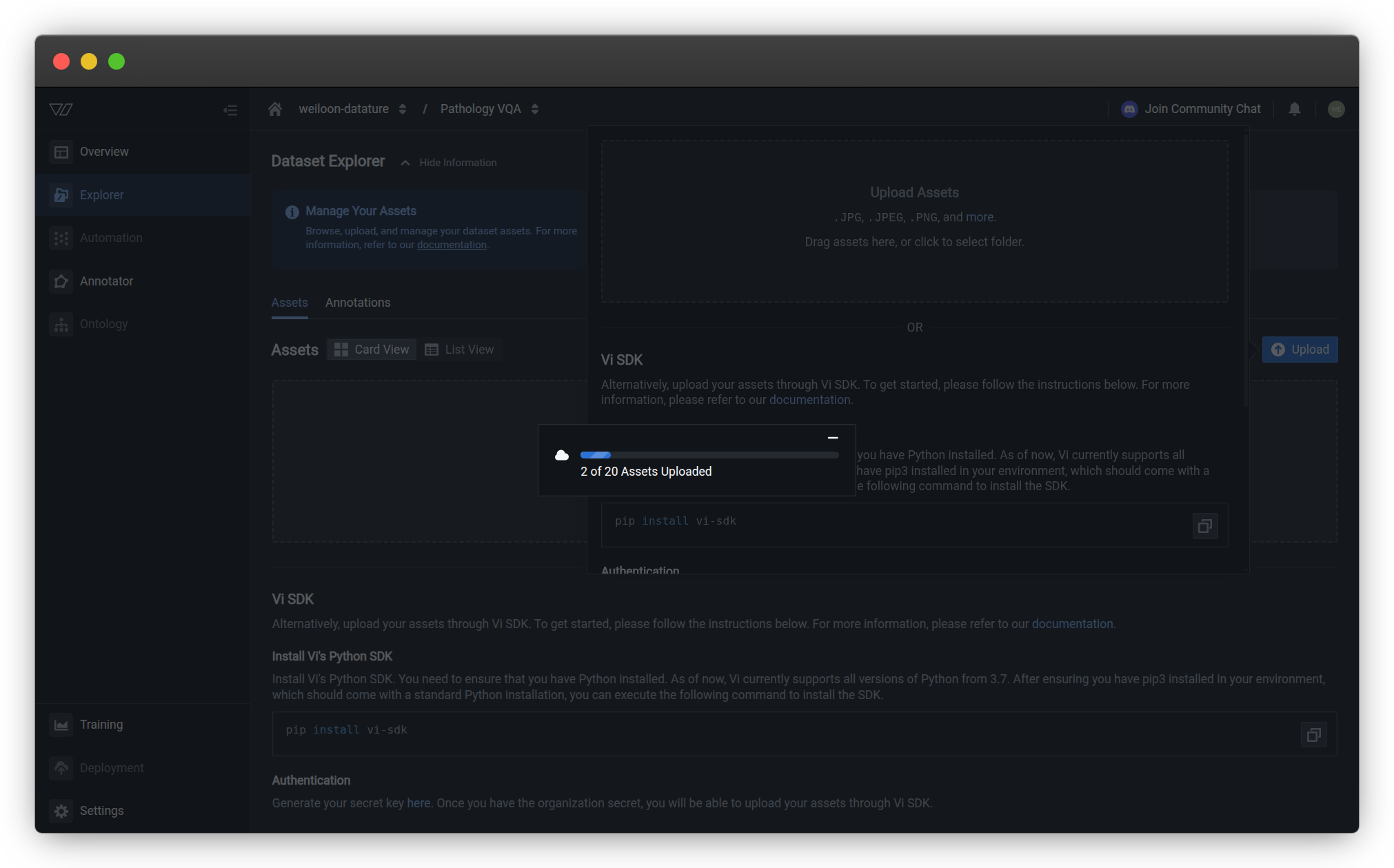 Upload progress indicator