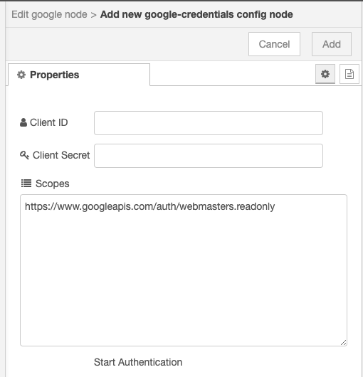 4. nr_google_credentials.png Google node credentials setup