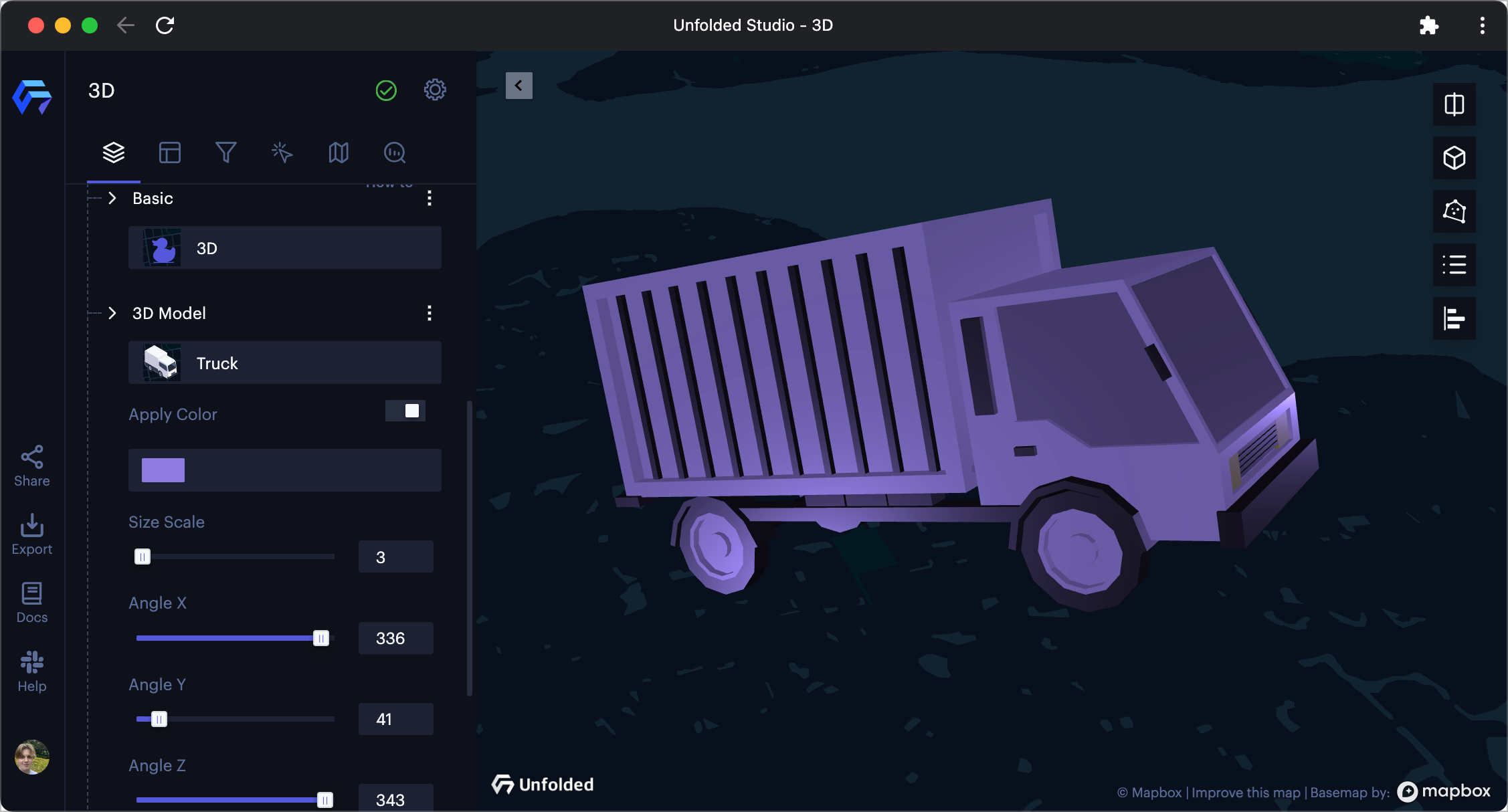 The new 3D layer configuration panel.