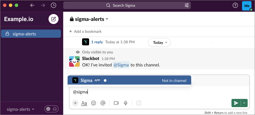 Looking for Sigma app in Slack