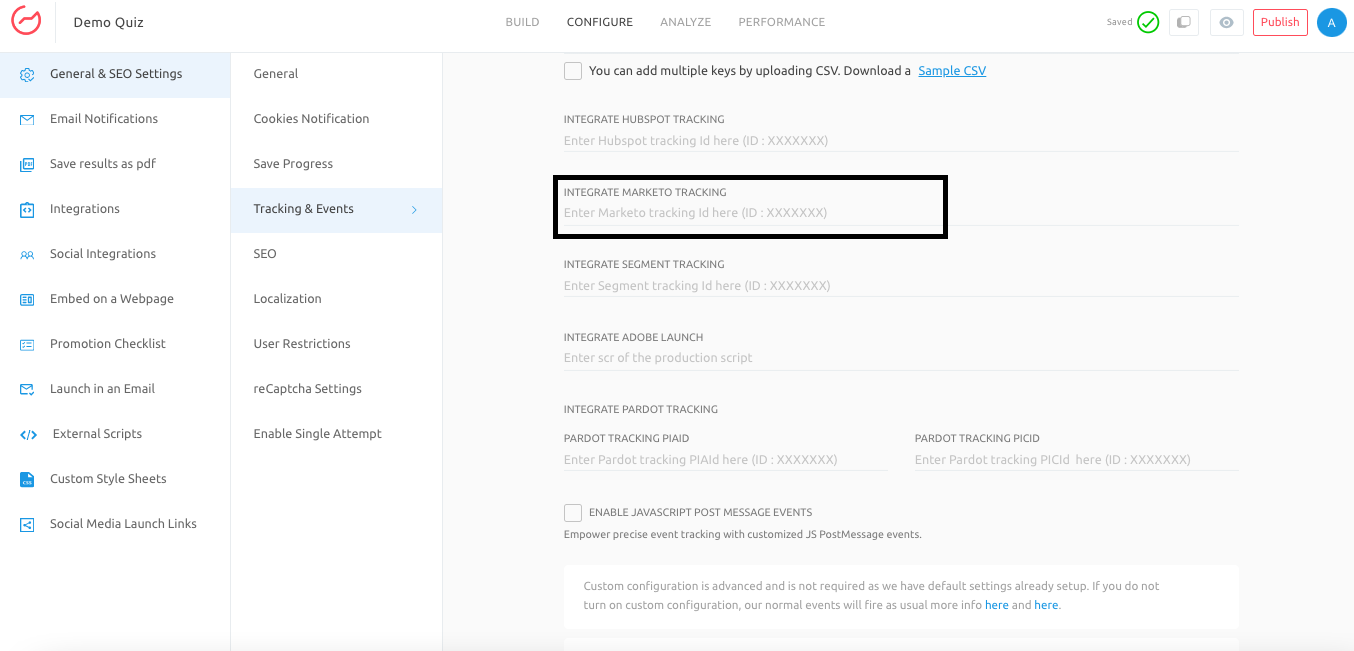 Integrate Marketo Tracking