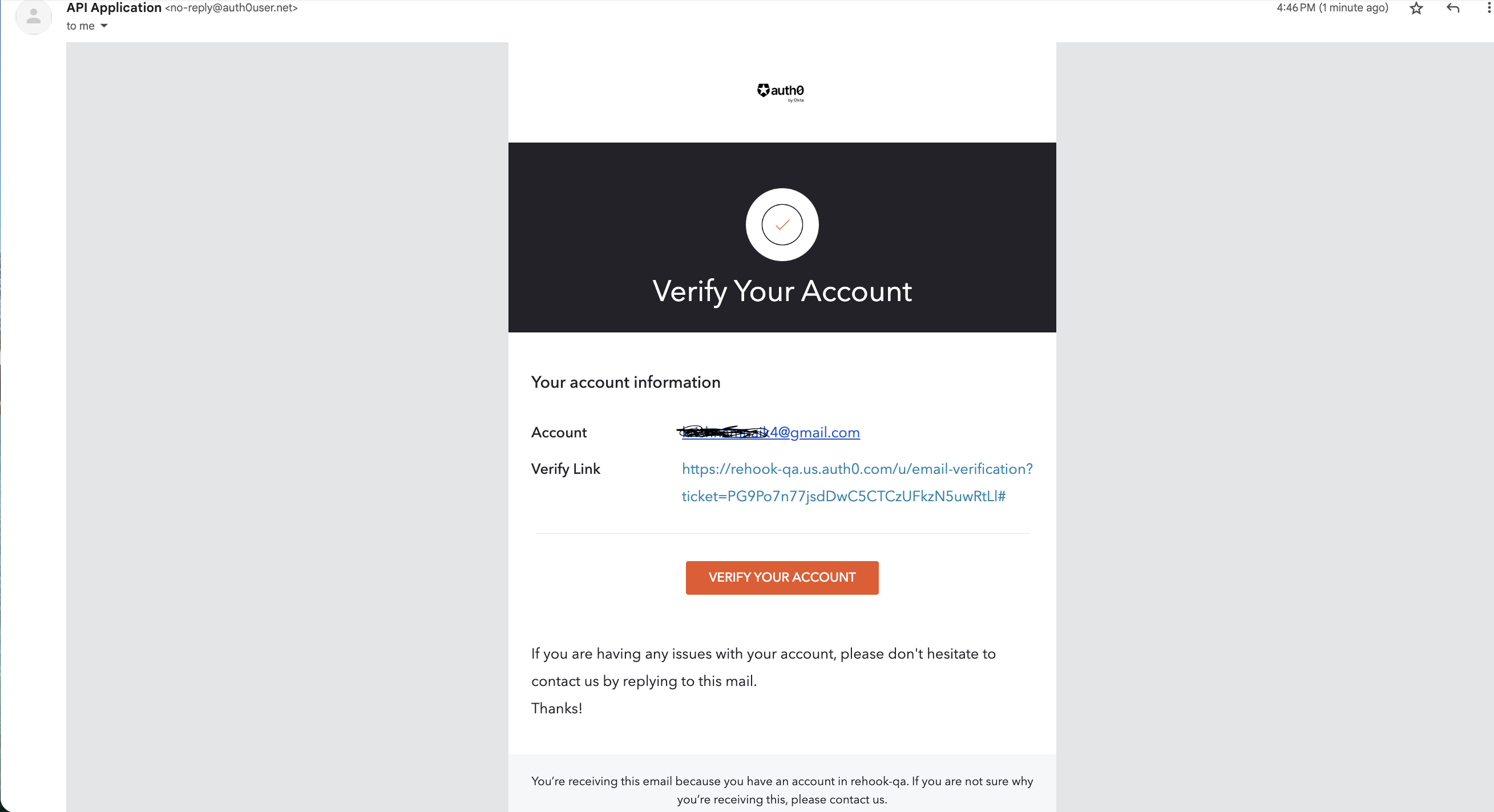 Verification email