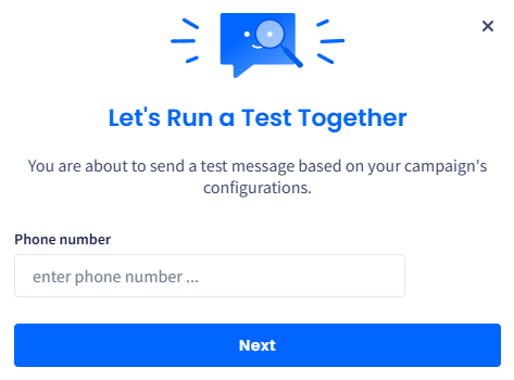 Screenshot of the message test confirmation