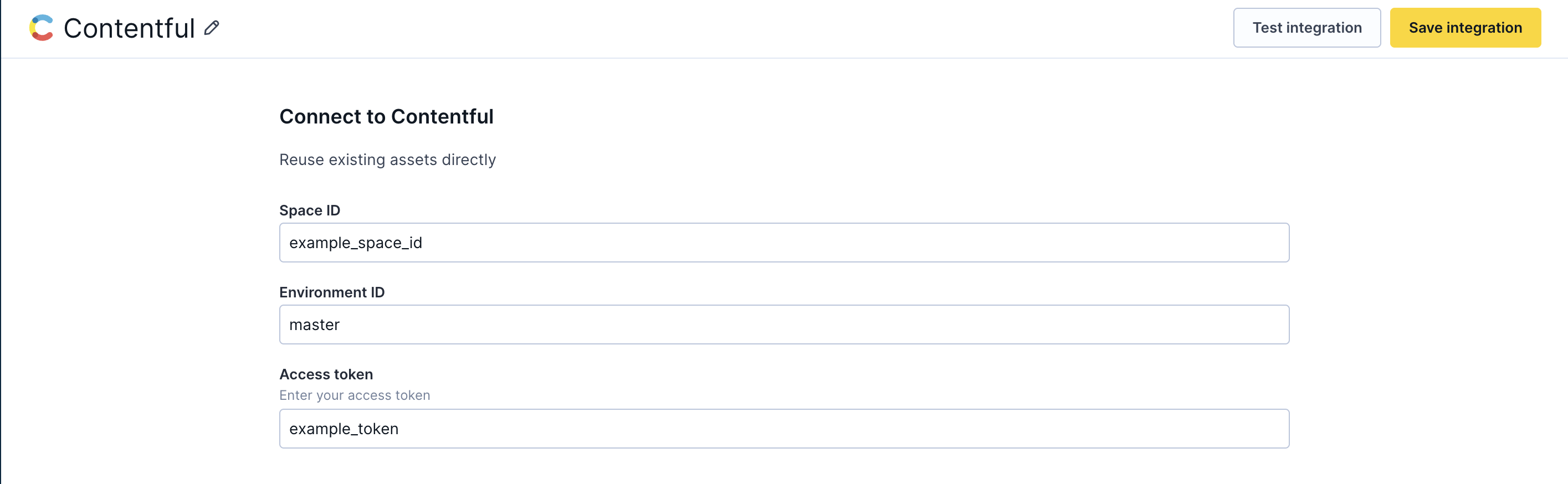 Create a new Contentful integration.