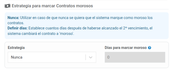 Configuración del estado Moroso