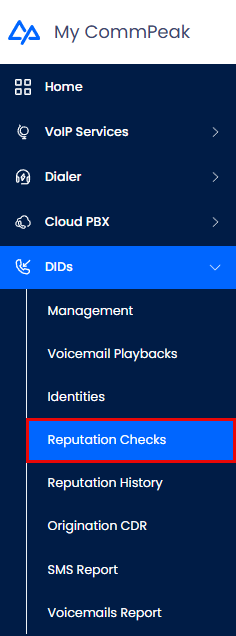 Screenshot of the Reputation Checks page
