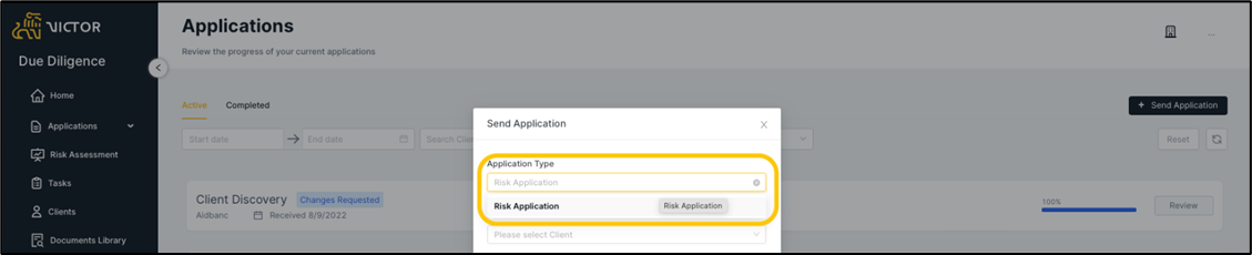 Figure 2. Send application modal