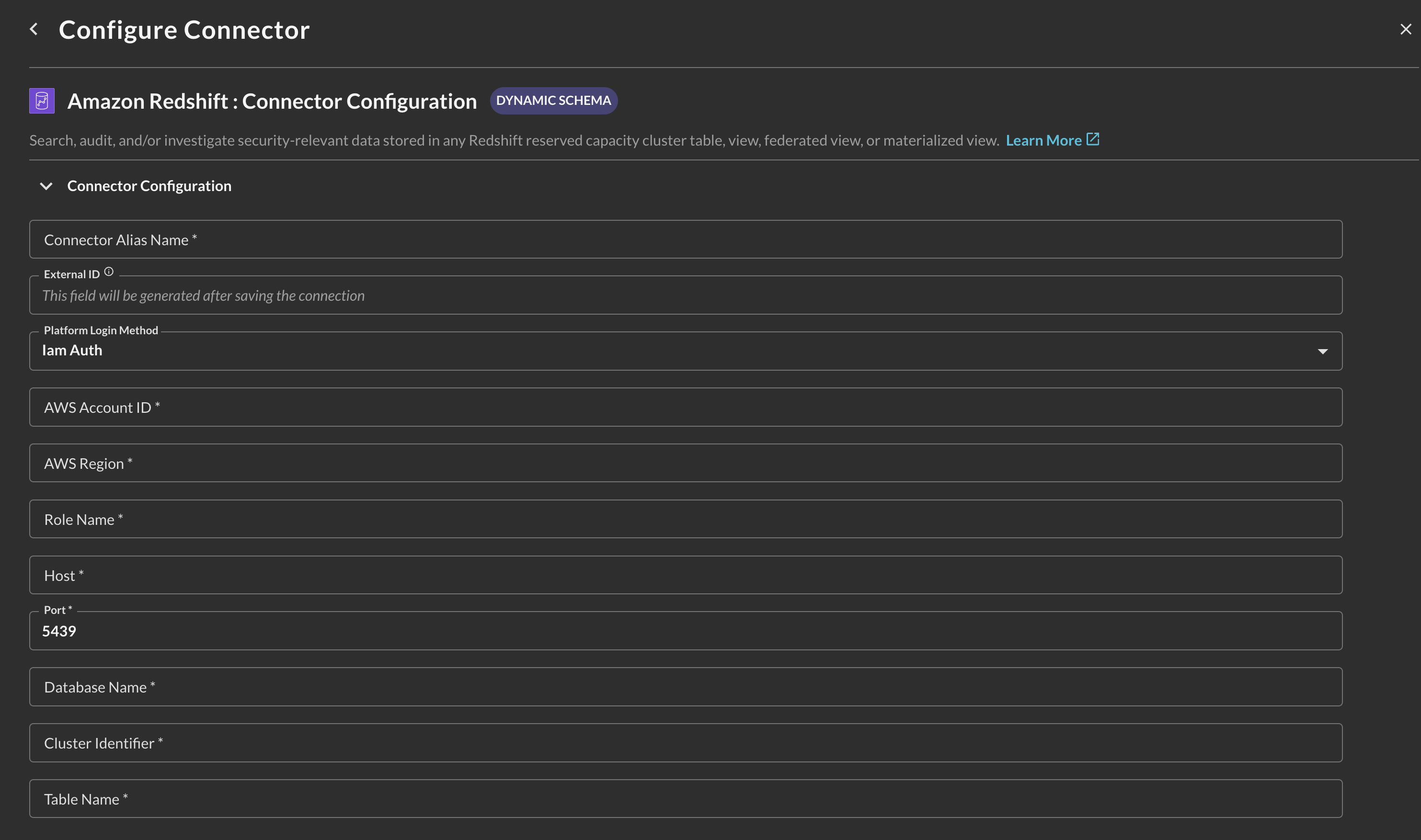 FIG. 4 - Configuring the Amazon Redshift Serverless connector