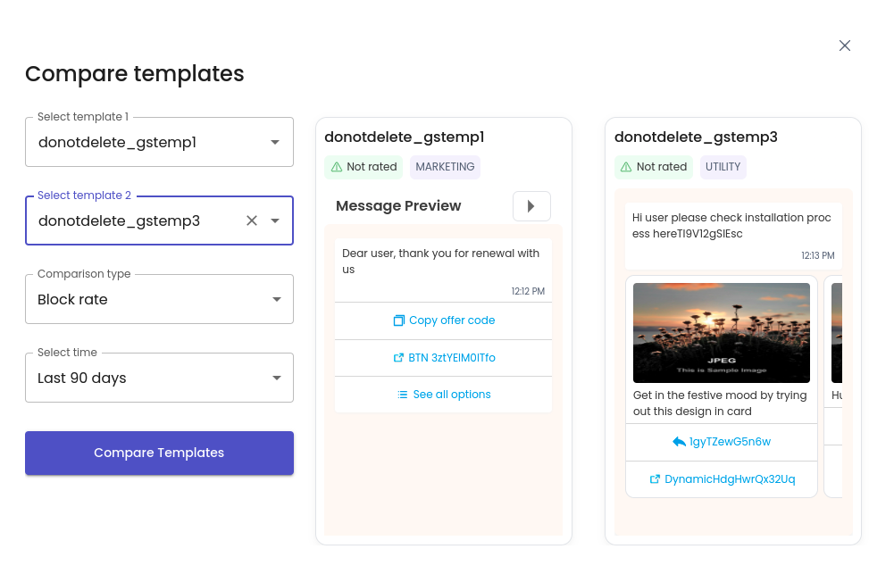 Selecting Templates To Compare