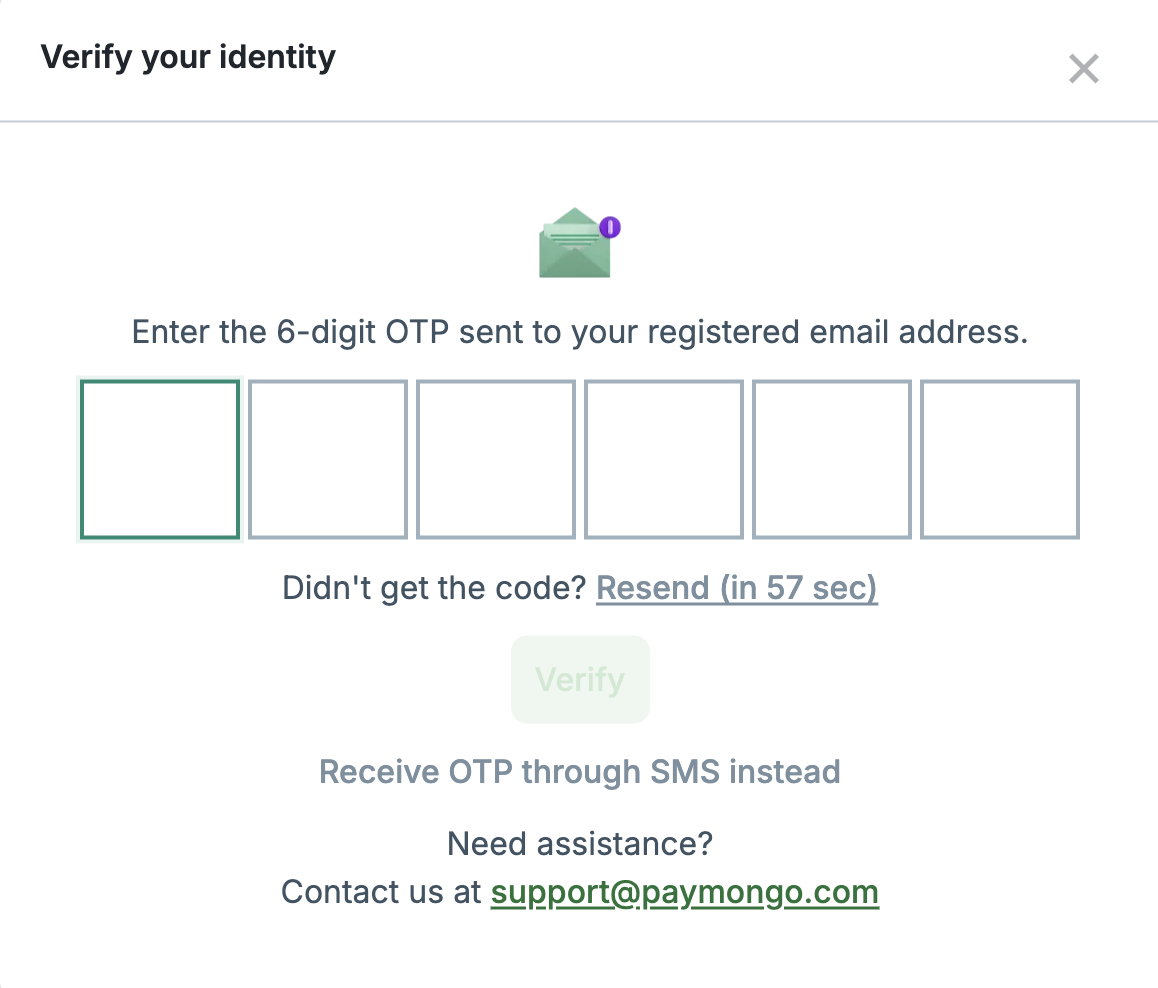 OTP verification dialog