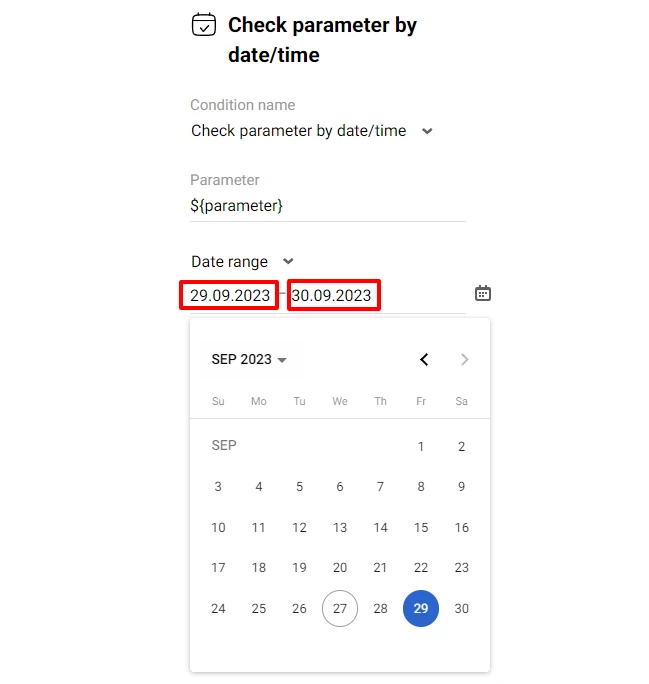 Date range settings