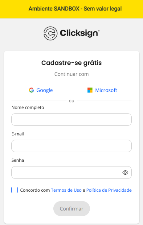 Ambiente para Homologações, sem valor legal.