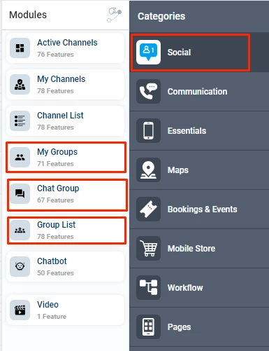 chat groups modules